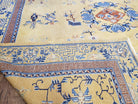 10' X 13' Antique Handmade Chinese Wool Rug Peking Mandarin Gold Mustard - Jewel Rugs