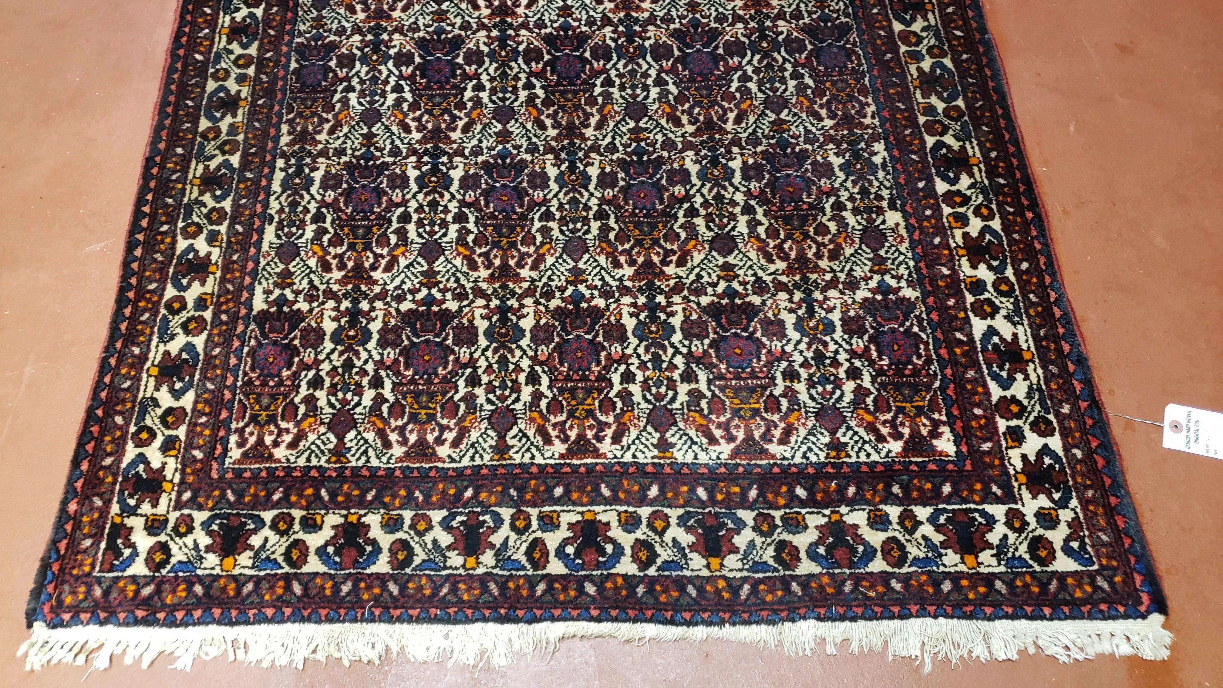 3.6 x 5 Hand-Knotted Vase Rug Floral Turkish Tribal Village Weaving Zagros Vintage Carpet Home Office Wool Area Rug 3x5 Persian Rug 4x5 - Jewel Rugs