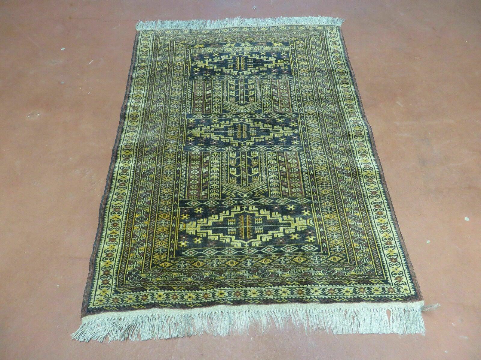 3' X 4' Vintage Handmade Pakistan Bokhara Turkoman Balouchi Wool Rug Mat Nice - Jewel Rugs