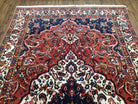 Semi Antique Persian Bakhtiari Rug, Hand-Knotted, Wool, Red, Midnight Blue, Ivory, Floral Medallion, 5'1" x 8' 6" - Jewel Rugs