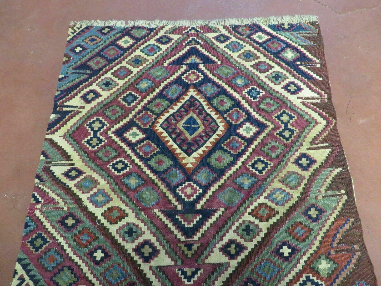 2' 1" X 4' 4" Antique Handmade Bagface Kilim Shirvan Caucasian Wool Rug Nice - Jewel Rugs