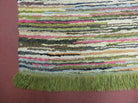 2' X 6' Vintage Hand Loomed Cotton Stripe Runner Rug Natural Dyes Braided Rag Nice - Jewel Rugs