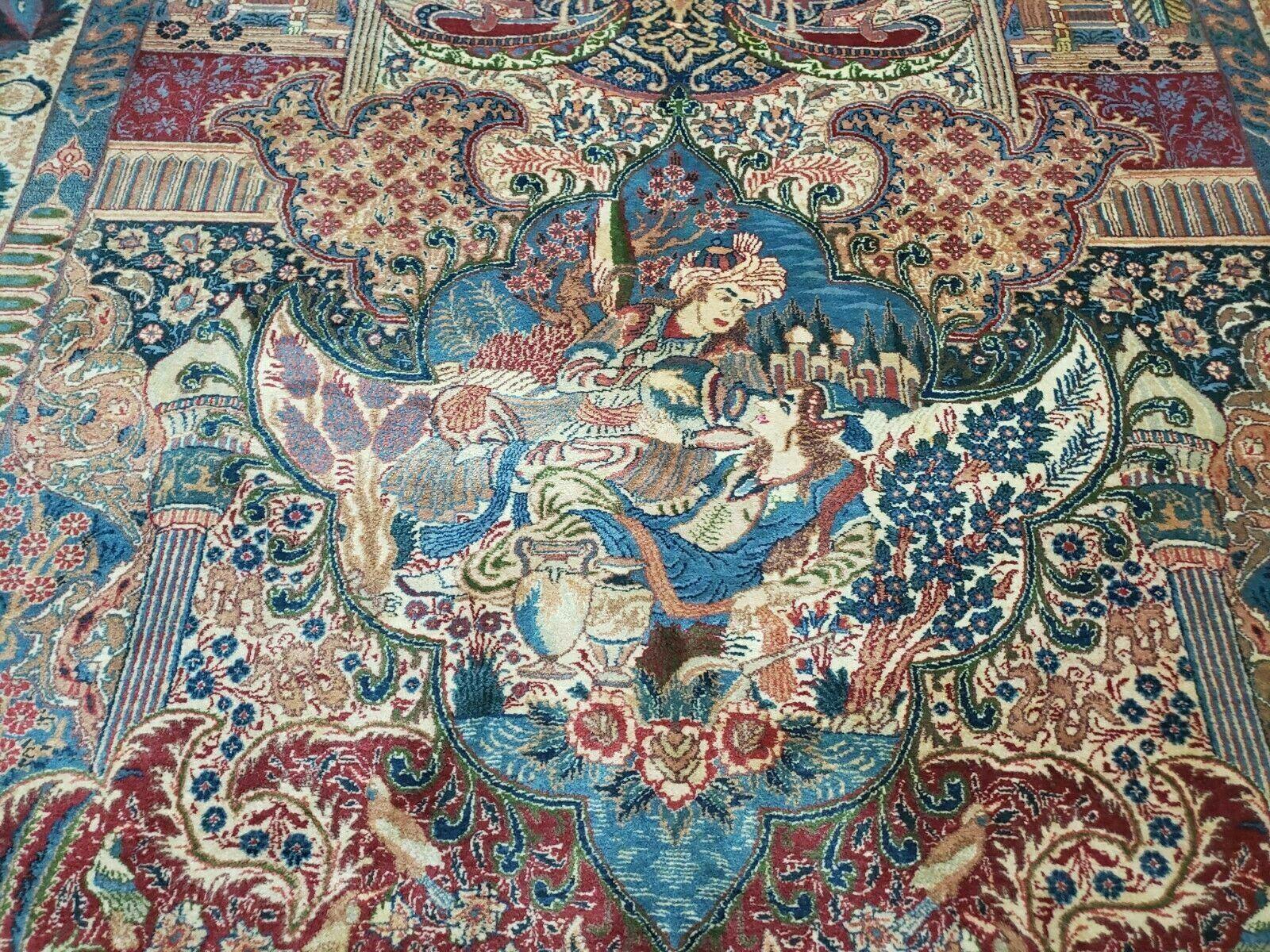 7' X 11' Handmade Indian Hand Knotted Wool Rug Pictorial Lover Images Bird Nice - Jewel Rugs