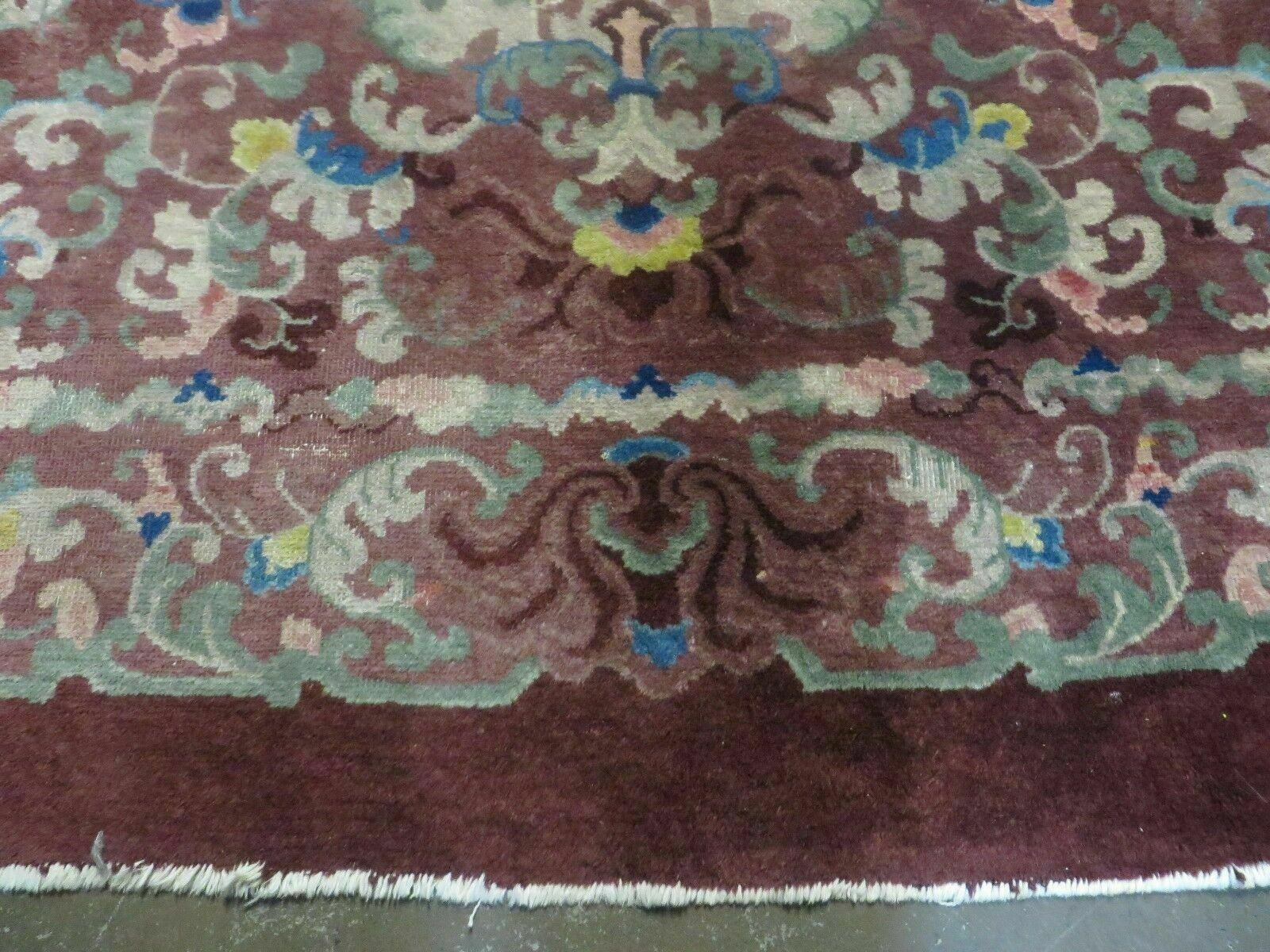 8' X 10' Vintage Handmade Chinese Art Deco Peking Nichols Wool Rug Flowers Nice - Jewel Rugs