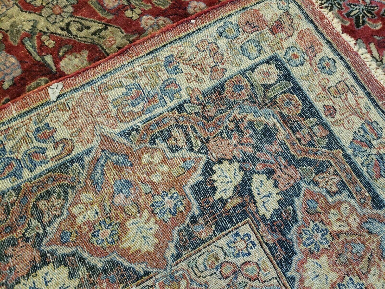 10' X 12' Antique Persian Sarouk Allover Floral Design with Medallion Handmade Red Wool Area Rug - Jewel Rugs