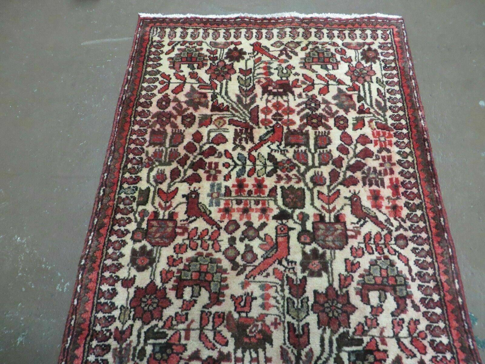 2' 5" X 13' Antique Handmade India Floral Oriental Wool Runner Rug Bird Animal Pictorial # 123 - Jewel Rugs