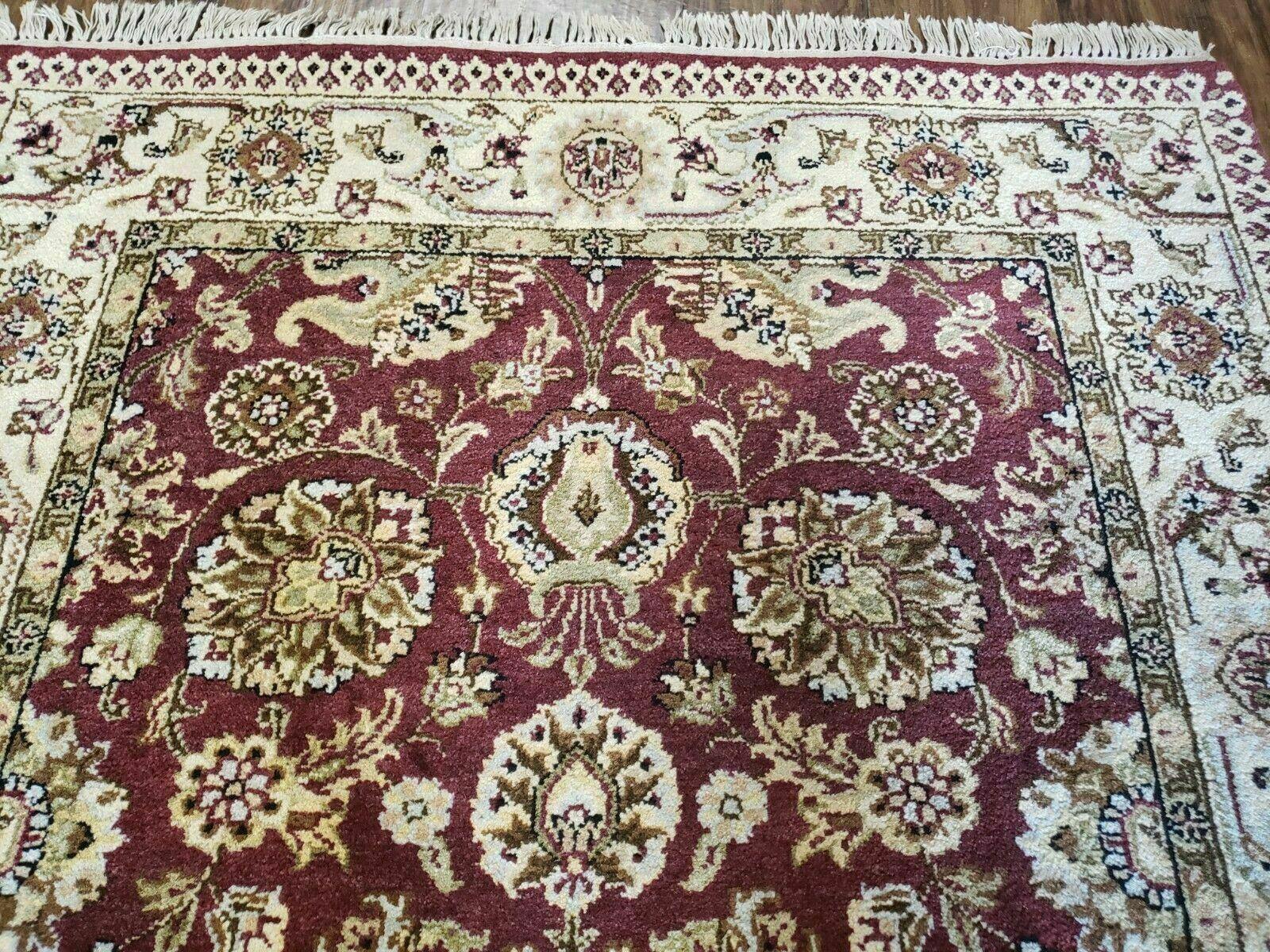 4' X 6' Handmade India Wool Rug Carpet Red Beige - Jewel Rugs