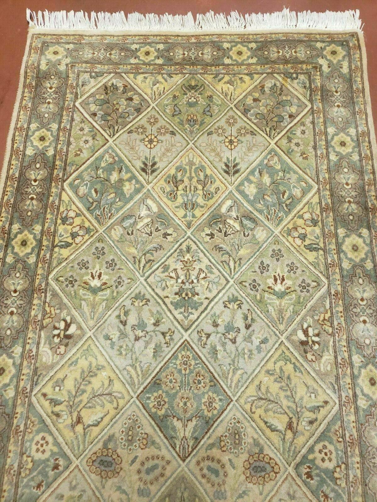 2' 7" X 9' Vintage Handmade India Floral Oriental Wool Runner Rug Hand Knotted - Jewel Rugs