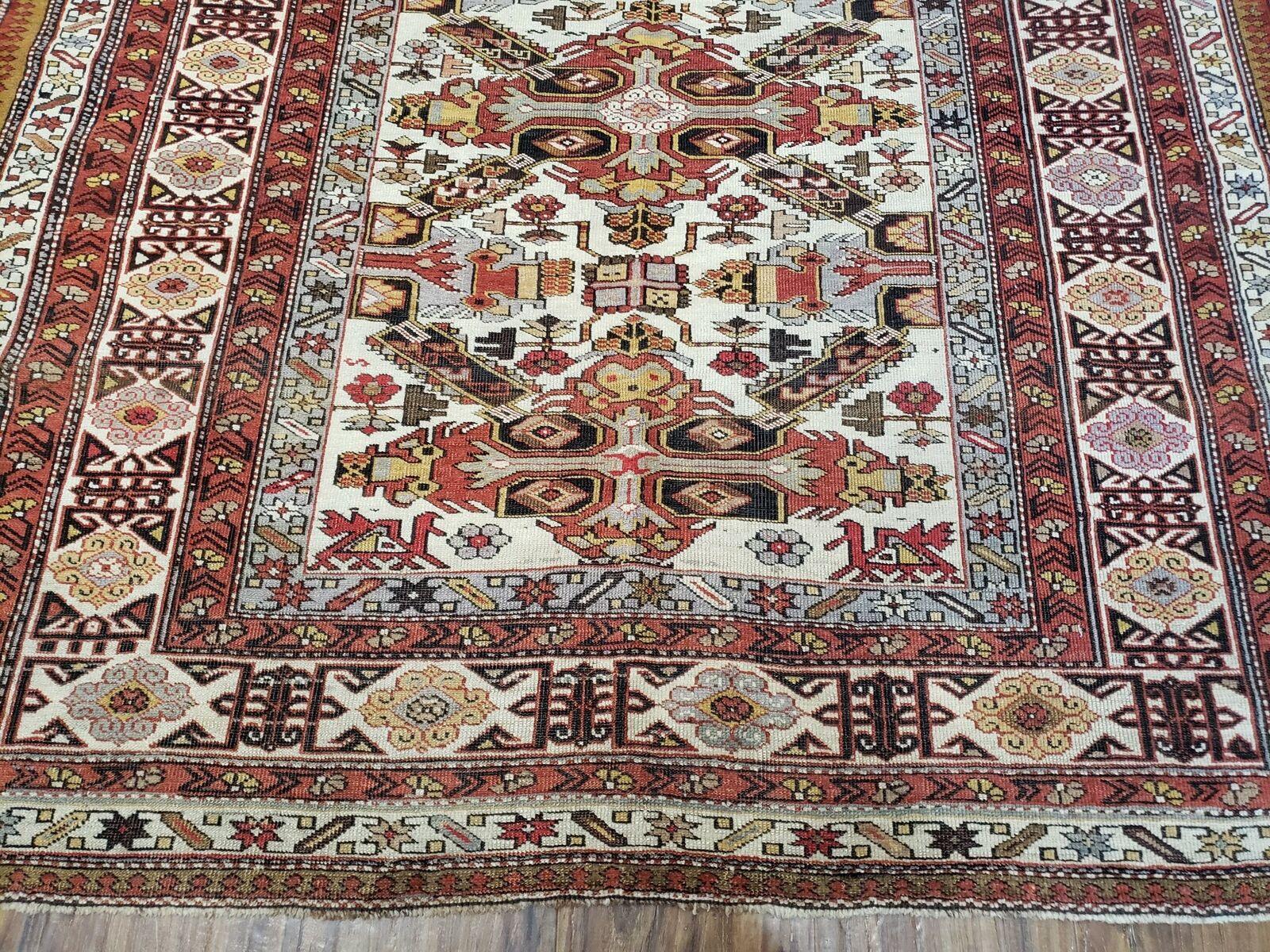 4' 6" X 6' 8" Antique Handmade Seychor Perpedil Caucasian Wool Rug Colorful - Jewel Rugs