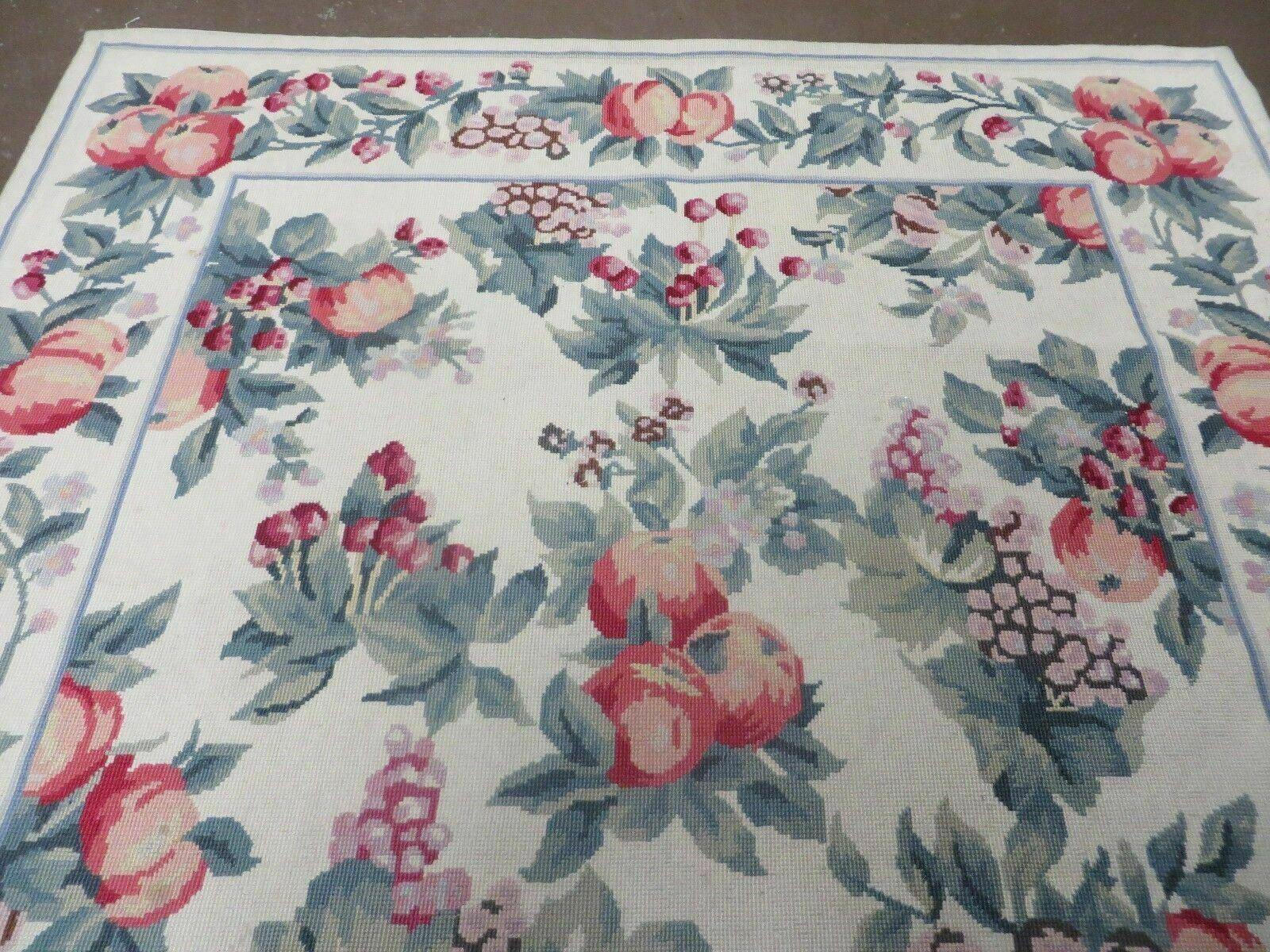 4' X 6' Handmade French Garden Aubusson Savonnerie Design Needlepoint Wool Rug - Jewel Rugs