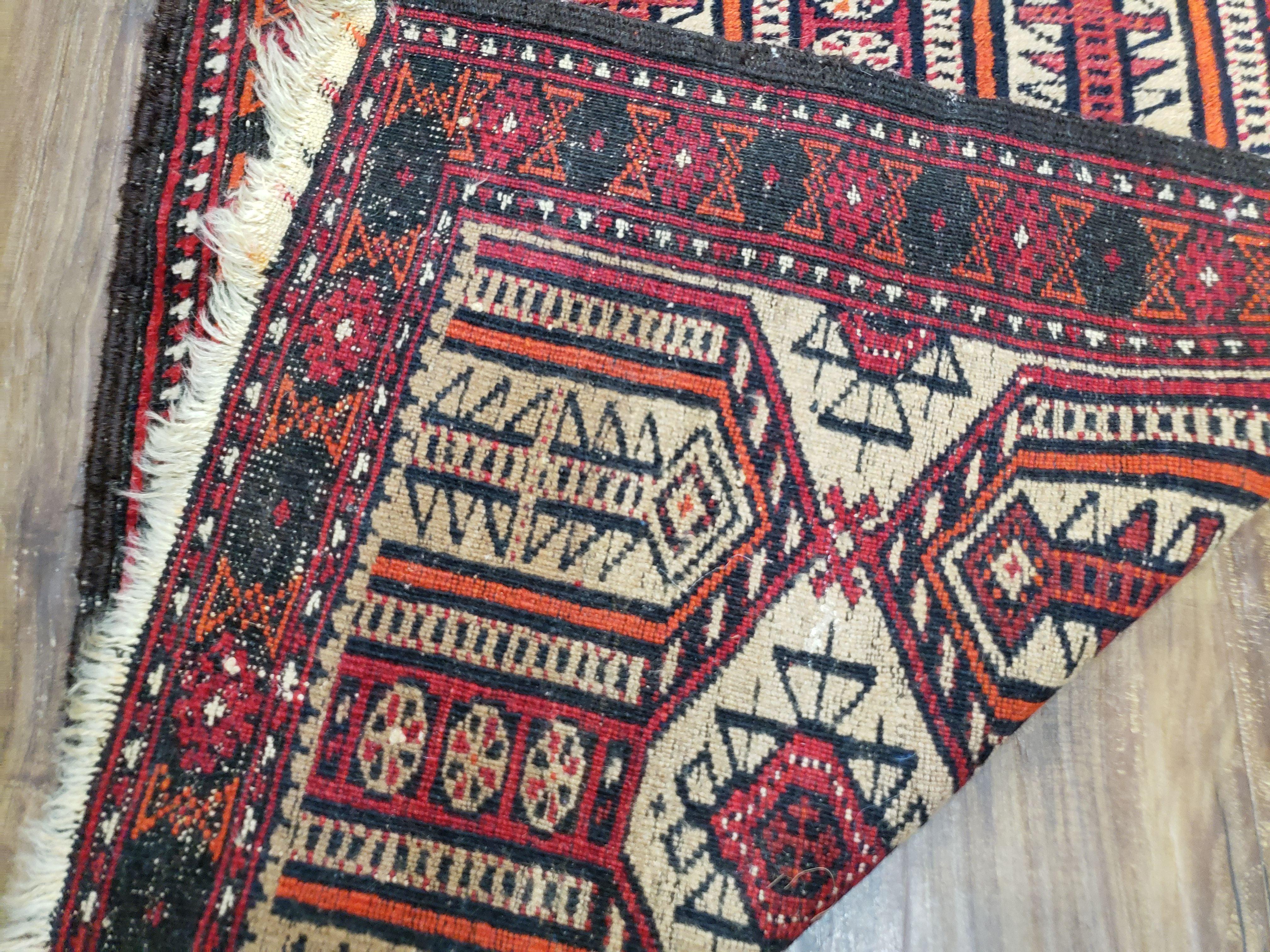 Semi Antique Persian Turkoman Baluch Collectible Rug, Hand-Knoted, Wool, 2'2" x 3'6" - Jewel Rugs