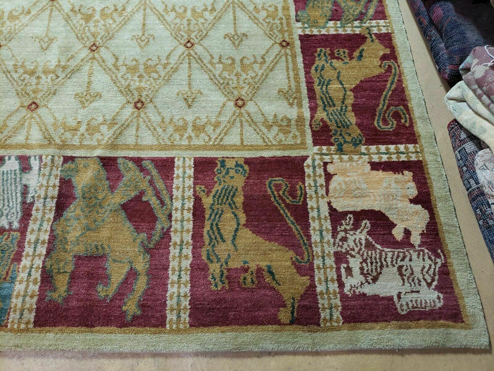 9' X 12' Michaelian Kohlberg Tibetan Nepal Art Deco Hand Knotted Wool Rug Lion - Jewel Rugs