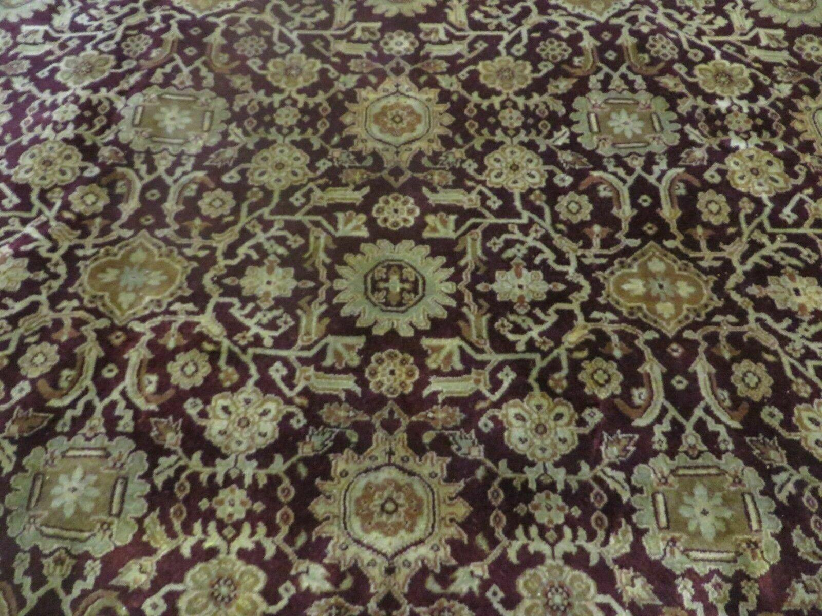 10' X 14' Vintage Handmade Indo AGRA Larestan Wool Rug Maroon Detailed Nice - Jewel Rugs