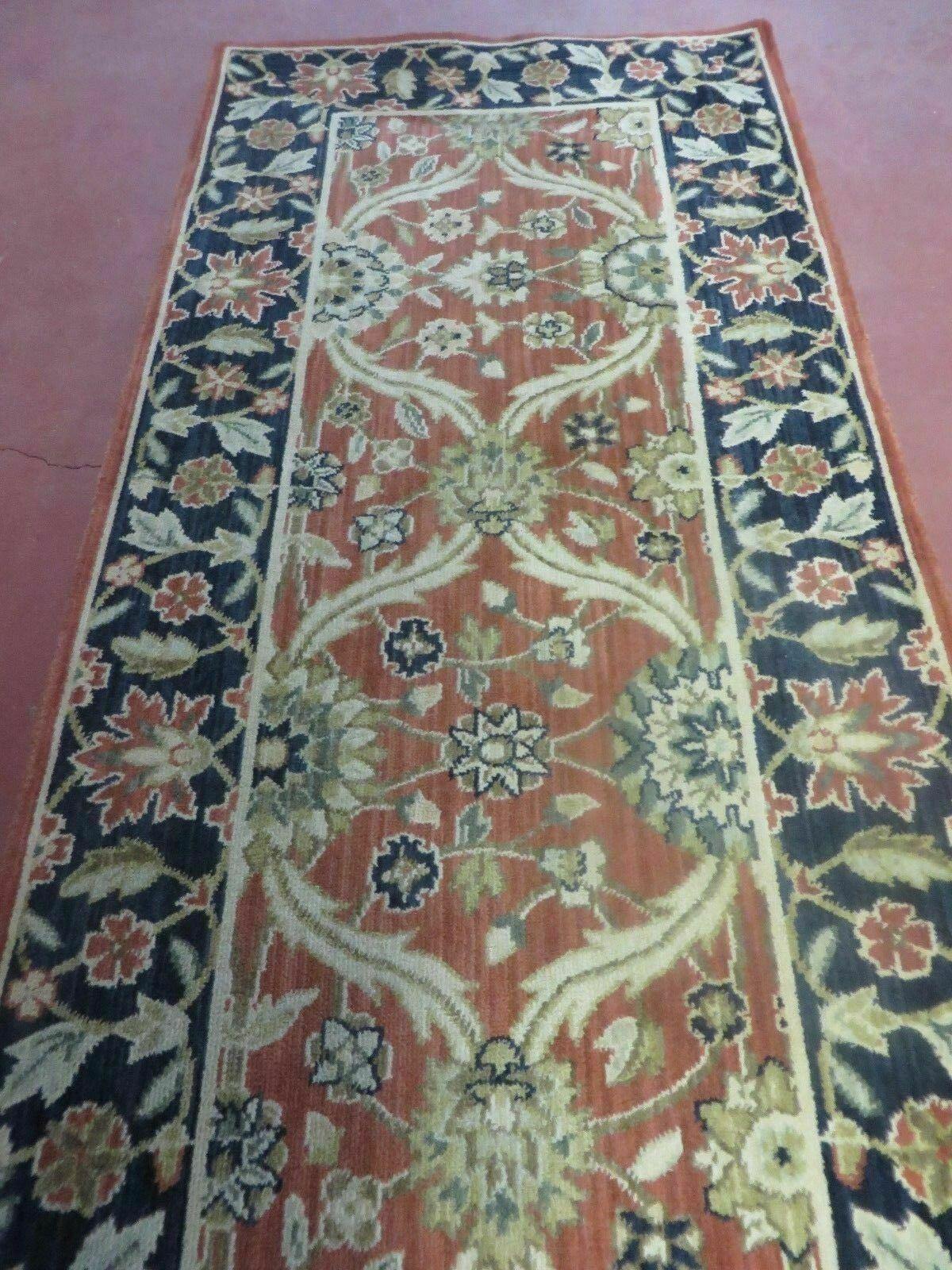 2' 6" X 9' 4" Vintage Machine Made Turkey Floral Oushak Wool Runner Rug Nice - Jewel Rugs