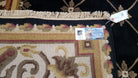 Nepal Rug 6x9, New Aubusson Nepalese Tibetan Carpet 6'1" x 8' 8", Hand-Knotted Wool, Unused, Black & Cream, Savonnerie Pattern, Soft Pile - Jewel Rugs