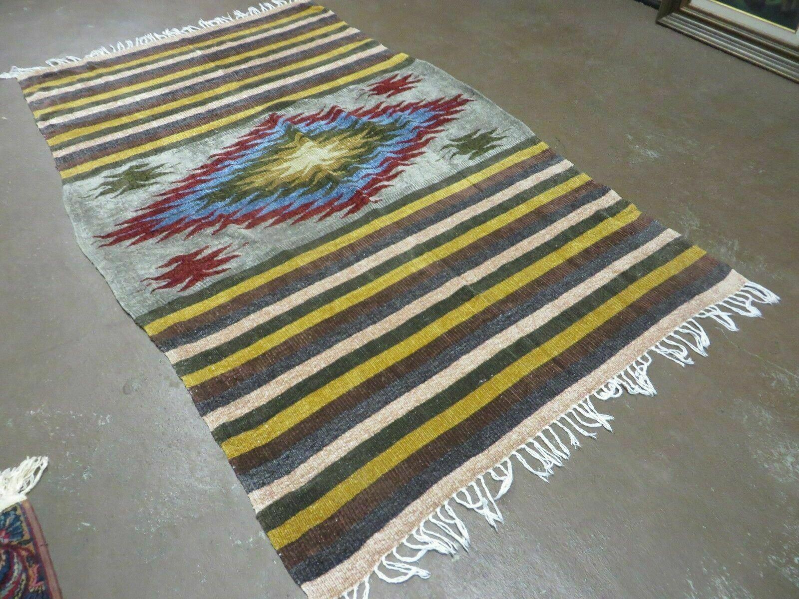 4' X 7' Vintage Handmade Latin American Mexican Wool Blanket Kilim Rug Nice # B - Jewel Rugs