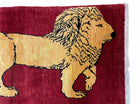 3 X 5 Handmade Hand-Knotted Quality Wool Rug Lion Red Veg Dyes Tribal Pictorial - Jewel Rugs