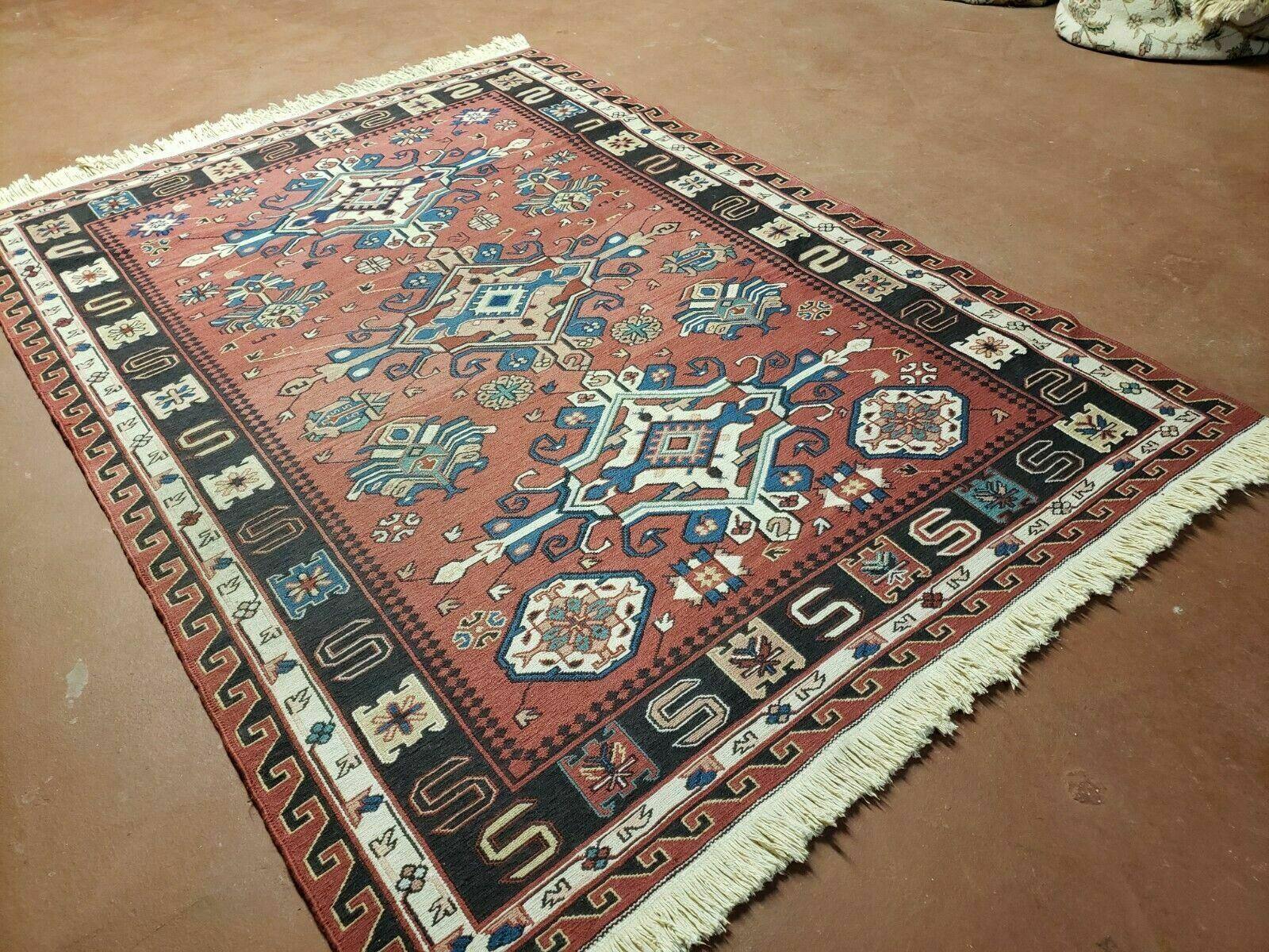 4' X 6' Vintage Russian Kilim Handmade Caucasian Soumak Flat Weave Wool Rug - Jewel Rugs