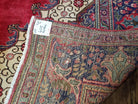 Semi Antique Tabriz Rug with Central Medallion, Red, 9'8" x 12'5" - Jewel Rugs