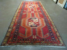 4' 10" X 11' Antique Handmade Turkish Kazak Wool Rug SHIELD Hand Knotted Red - Jewel Rugs