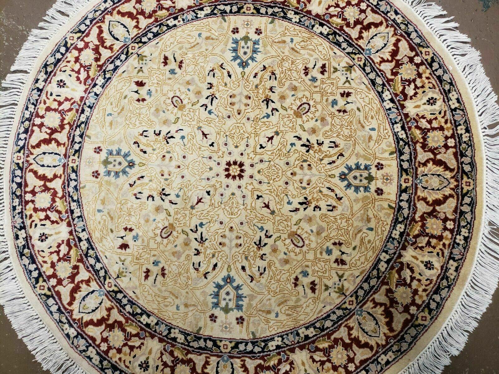 3' Handmade Fine India Knotted Wool Rug Carpet Round Silk Accent Beauty - Jewel Rugs