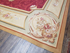 Large Aubusson Rug, 10x14 Rug, 10 x 14 Red Aubusson Carpet, Flatweave, Red Beige Ivory, Floral, Elegant Living Room Rug, Dining Room, Wool - Jewel Rugs