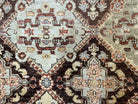 Indo Persian Rug 3.7 x 5.7, Multicolor Diamond Panel, Hand Knotted Wool Rug, Entryway Foyer Rug, Brown and Cream, Indian Oriental Carpet 4x6 - Jewel Rugs