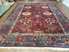 8' X 11' Vintage Handmade Indian Heriz Oriental Wool Rug Nice Vegetable Dye Red - Jewel Rugs