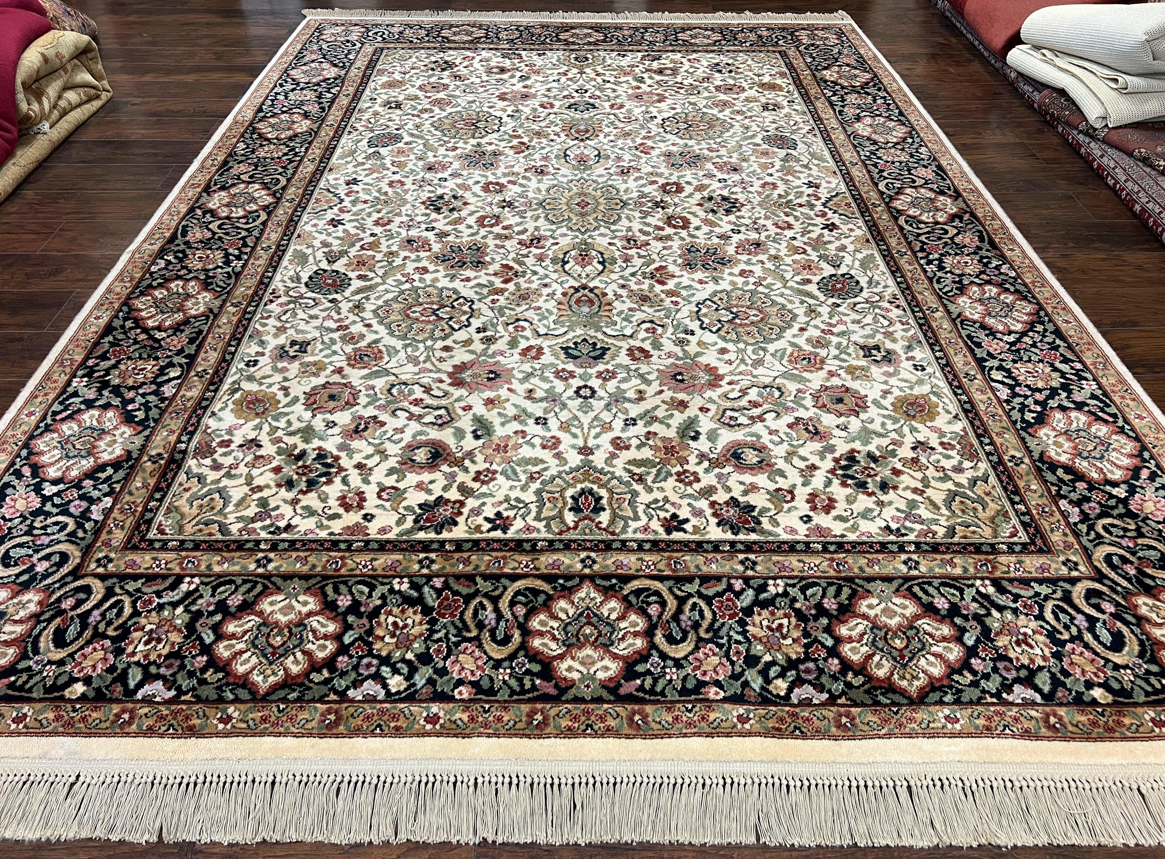 Karastan Rug 8.8 x 12 Ivory Indo Kirman #700/706, Wool Karastan Carpet Area Rug, Vintage Discontinued Original Collection 700 Series, Rare - Jewel Rugs