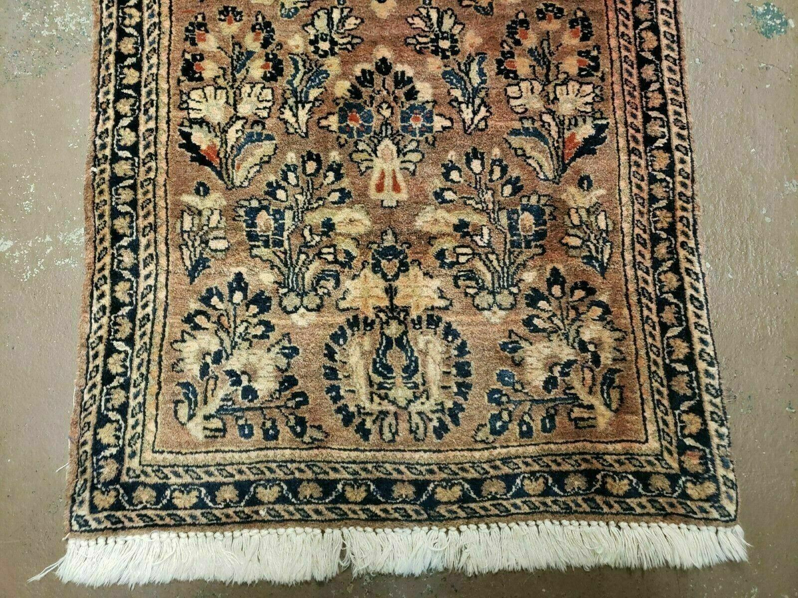 2' X 4' Antique Handmade Sarouk Floral Wool Rug Blue Organic Vegetable Dye Nice - Jewel Rugs