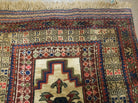 2' 9" X 4' 1" Vintage Handmade Pakistan Balouchi Tribal Wool Rug Raised Pattern - Jewel Rugs