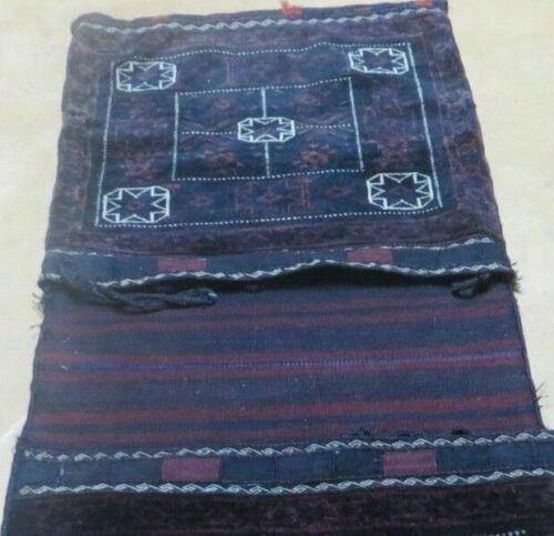 23" X 59" Antique Handmade Turkoman Balouchi Tribal Wool Rug Double Saddle Bags Tobre - Jewel Rugs