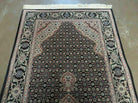 2'7" X 9' Vintage Handmade Chinese Black Runner with Central Medallions - Persian/Oriental Mahi Fish Design - Wool Rug w/ Silk Accents - Jewel Rugs