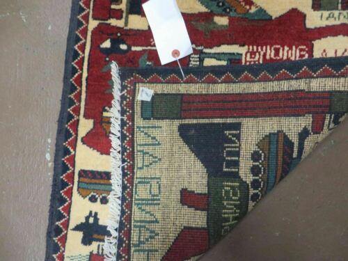 2' X 2'6" Handmade Afghan Balouch Tribal Wool War Rug Gun Tank Helicopter # 154 - Jewel Rugs