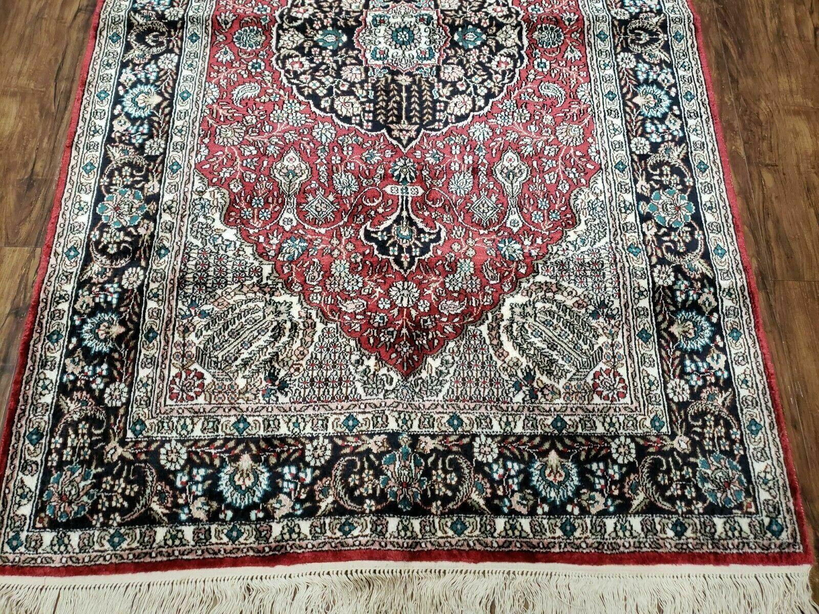 3' X 5' Vintage Fine Handmade India Oriental Kashmir Silk Rug 400 KPSI Wow - Jewel Rugs