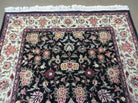 4' X 6' Vintage Hand Knotted India Jaipur Wool Rug Black Silk High Lights - Jewel Rugs