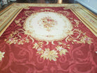 12' X 15' Hand Made French Aubusson Weave Rug Wool Savonnerie Design Red Wow - Jewel Rugs