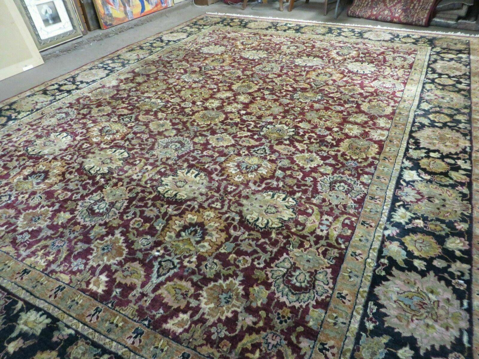 10' X 14' Vintage Handmade Indian Agra Wool Rug - Jewel Rugs