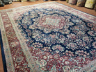 9x12 Pak-Persian Rug - 9 x 12 Blue Persian Rug - Pakistani Rug - Fine Hand Knotted Wool Area Rug - Roses Flowers Medallion Oriental Carpet - Jewel Rugs