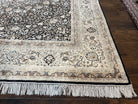 Top Quality Silk Sino Persian Rug 9x12, Highly Detailed Persian Carpet, Center Medallion Floral Allover Black and Ivory/Cream Room Sized Wow - Jewel Rugs