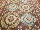 Aubusson Rug 6 x 9 Flat Weave Area Carpet European Design Flowers New Brown Rug Handmade Wool Hand-Knotted Aubusson Weave Medium Rug 6x9 - Jewel Rugs