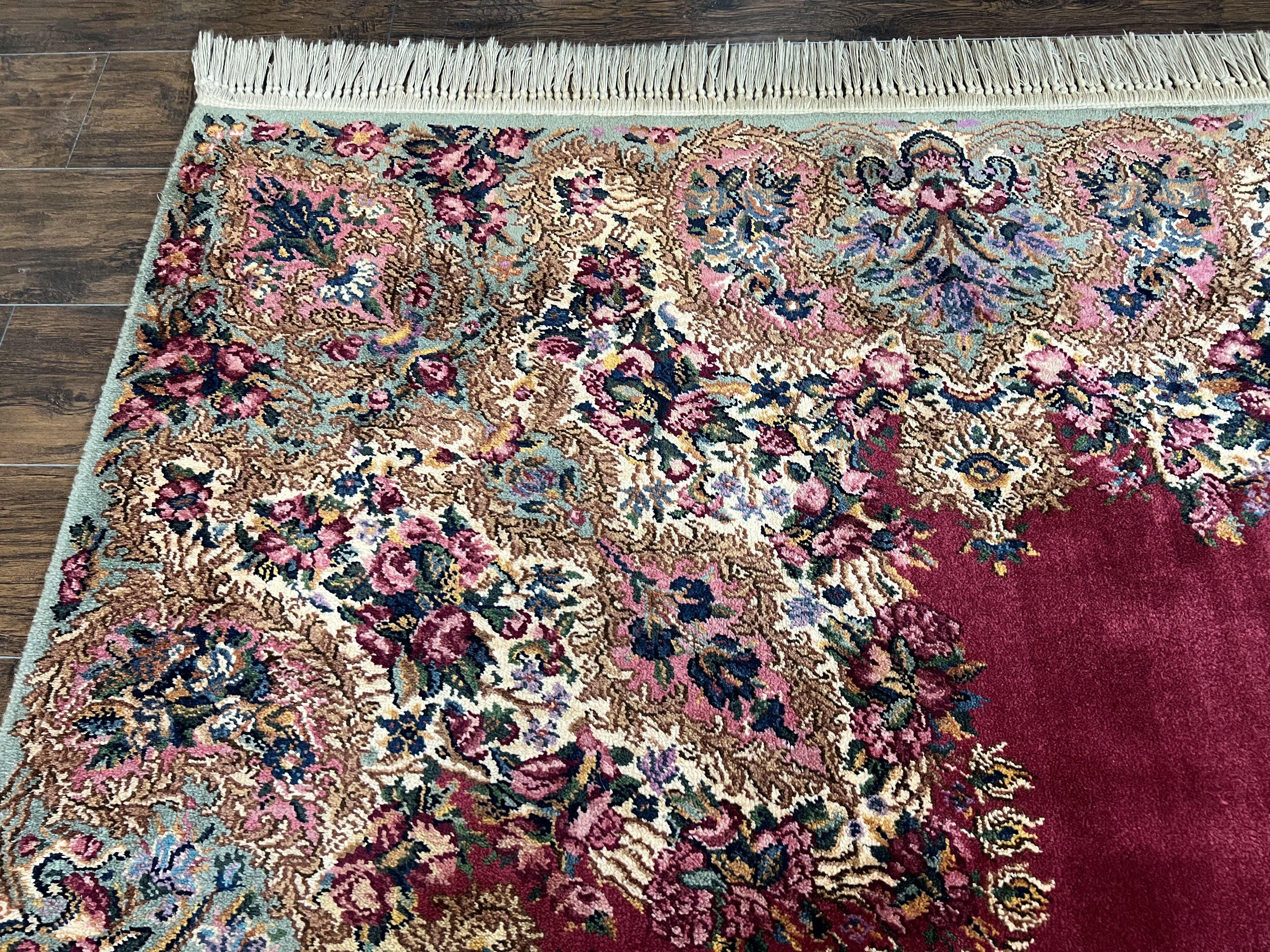 Vintage Karastan Red Kirman Rug #762, 8.8 x 12 Karastan Carpets, Original 700 Series Discontinued Karastan Rug, Large Floral Wool Area Rug - Jewel Rugs