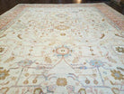 9' X 12' Hand Made Turkish Oushak Wool Rug Oatmeal Beige Coral Signed Wow - Jewel Rugs