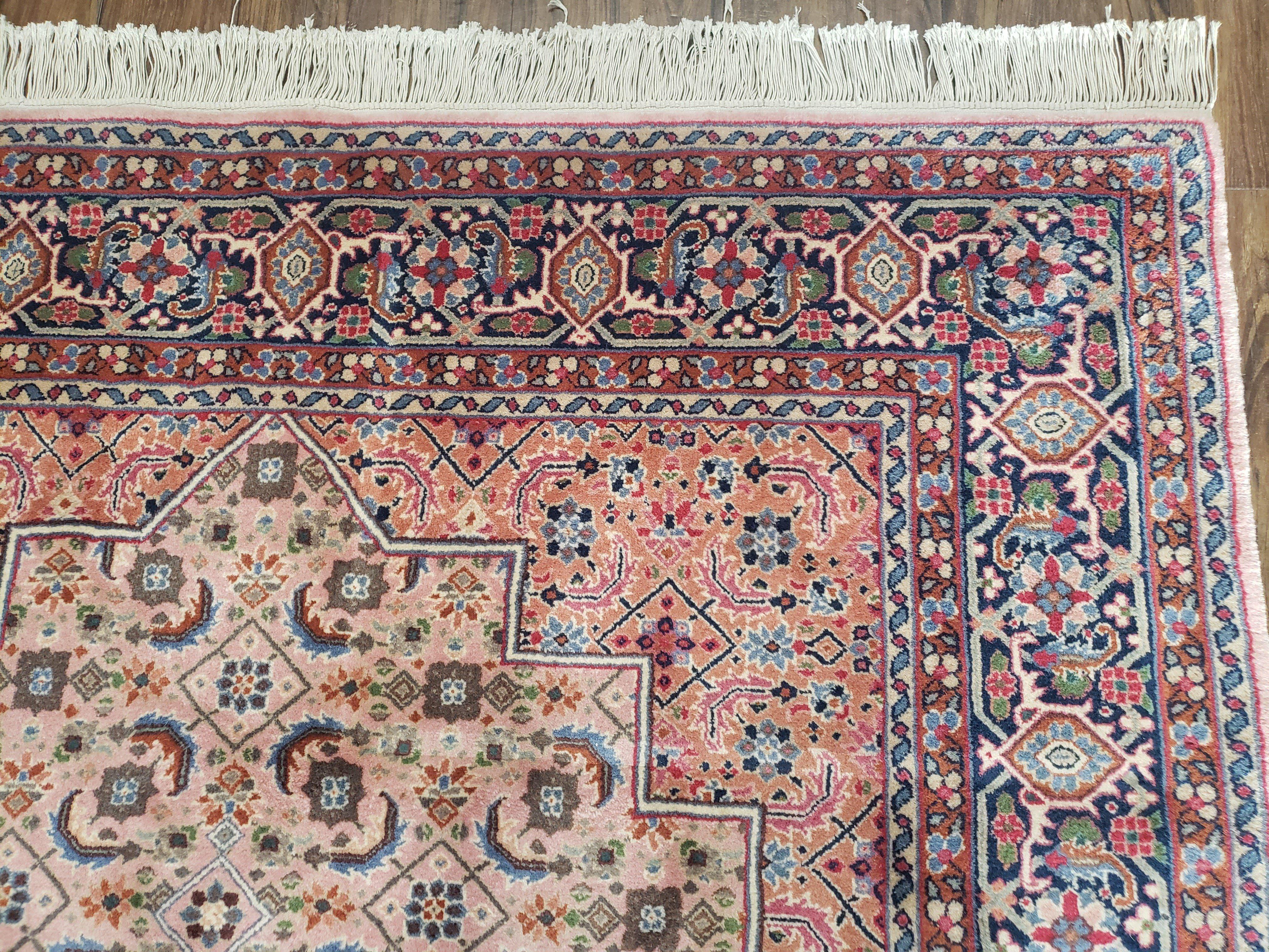 Indo Persian Rug 5x8, Light Pink Indian Carpet, Handmade Vintage 1960s Rug, Wool Fine Oriental Rug, Allover Traditional Rug, Hand-Knotted - Jewel Rugs