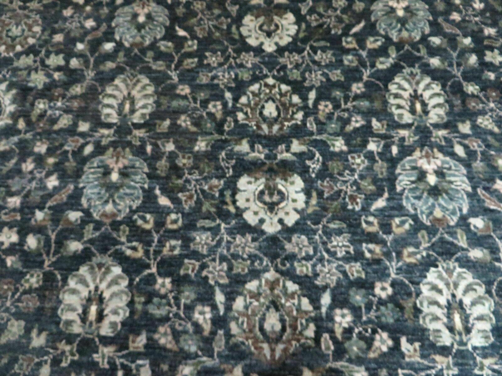 5' 6" X 8' Vintage Handmade Pakistani Floral Oriental Wool Rug Black Dark Grey - Jewel Rugs