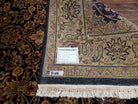 Vintage Floral Indo-Persian Area Rug 5x9 - 6x10, Wool Hand-knotted Black & Gold Indian Oriental Carpet, 6x9 Dining Table Rug, Bedroom Rug - Jewel Rugs