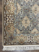 Super Fine Persian Isfahan Rug 3x5 ft, Kork Wool on Silk Foundation, Repeated Floral Motif, Taupe Tan Hand Knotted Oriental Carpet 3 x 5 ft, Signed - Jewel Rugs