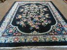 8' x 10' Vintage Handmade Art Deco Plush Chinese Wool Rug center Flower Black - Jewel Rugs