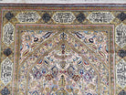 Stunning Persian Qum Rug 5x9, Poetic Writing In Borders, Highly Detailed Handmade Antique Carpet 5'3" x 8'6", Cream Gold Blue, Kork Wool - Jewel Rugs