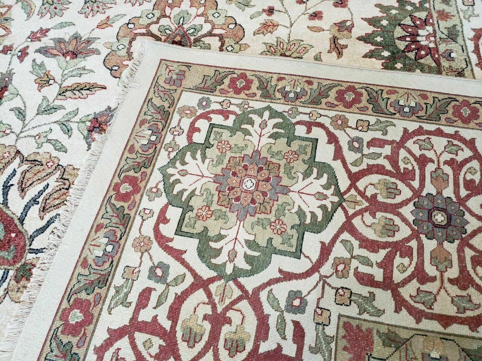 12' X 15' One-of-a-Kind Indian Hand-Knotted Wool Rug Hand Made Floral Ivory Nice - Jewel Rugs